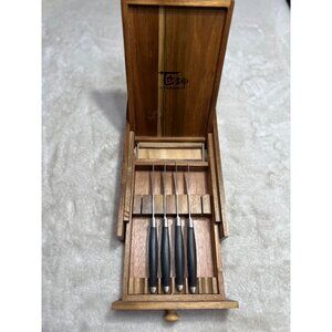 Syokami four knife set with wooden drawer